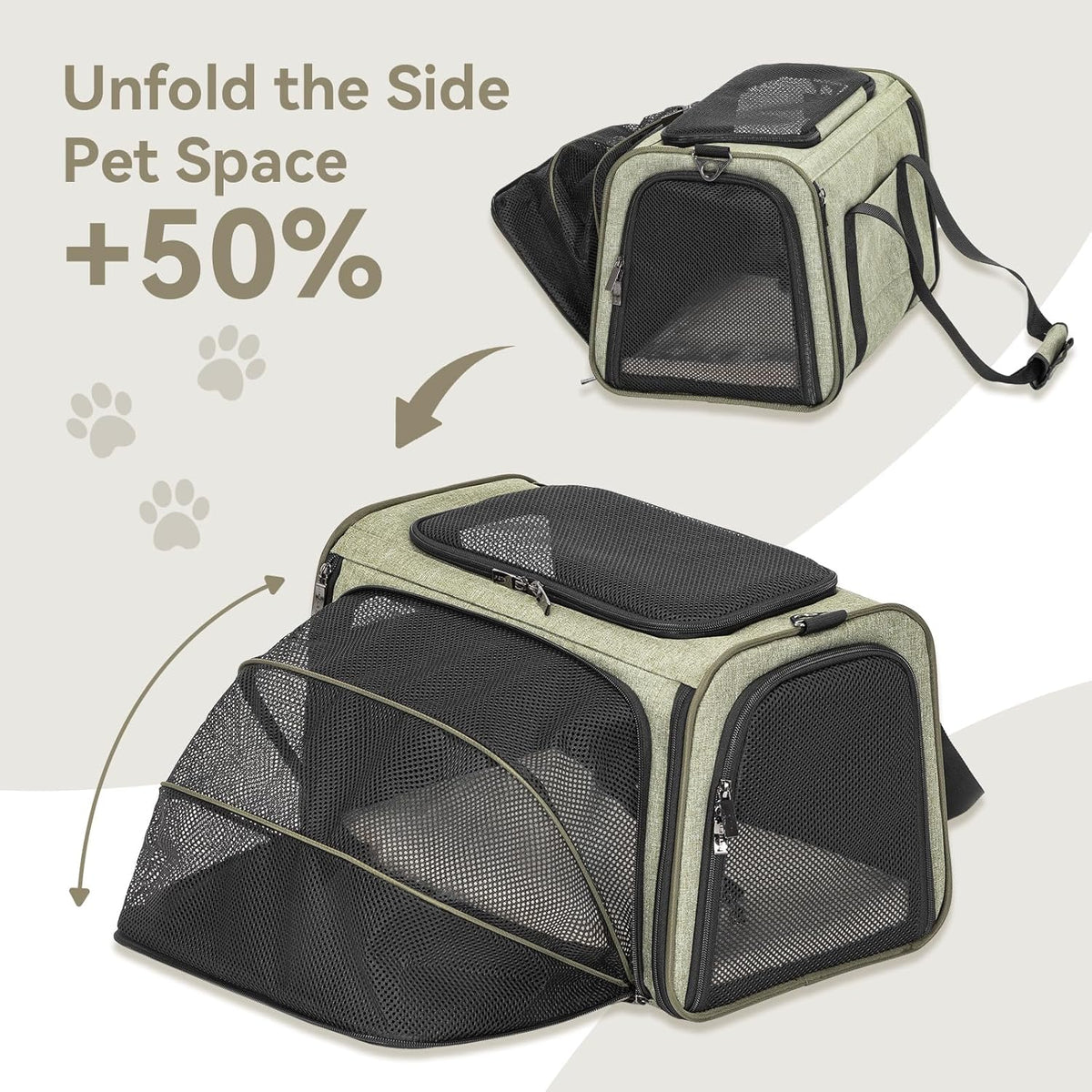 Petsfit Expandable Cat Carrier Dog Carrier,Airline Approved Soft-Sided Portable Pet Travel Washable