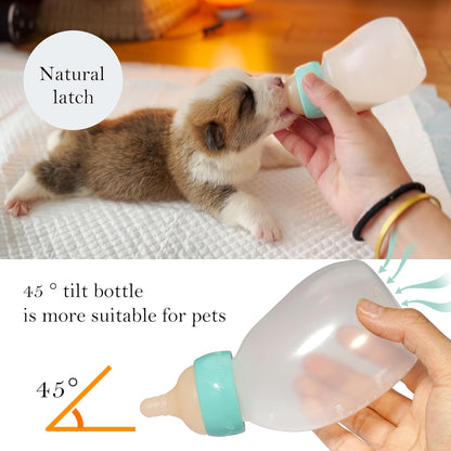 Pet Feeder Bottle, Silicone Feeding Nipple and Syringes for All Breed of Puppies and Other Animals