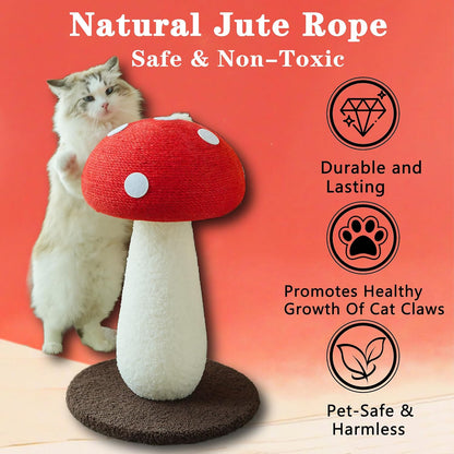 Mushroom Cat Scratcher, Cute Cat Scratching Post, Durable Sisal Rope Cat Scratching Board, Kitten