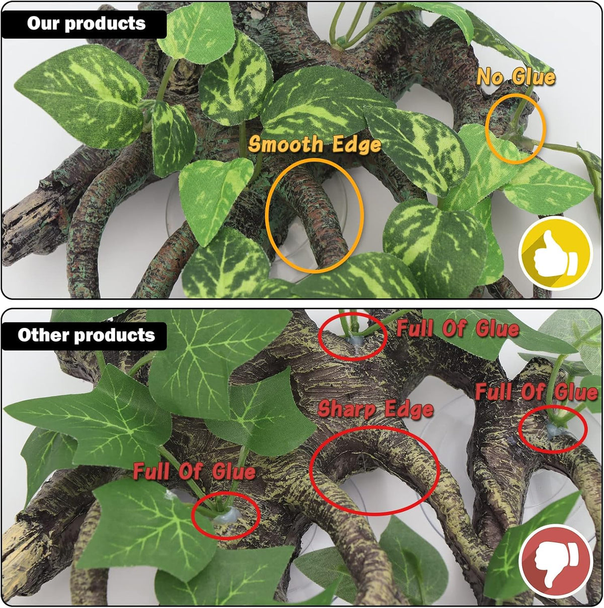 AQUA KT Reptile Terrarium Climb Corner Tree Branch Rock Background Decoration with Suction Cup for