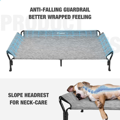 Veehoo Cooling Elevated Dog Bed, Guardrail Raised Pet Cot, Indoor & Outdoor XXL Pet Bed with