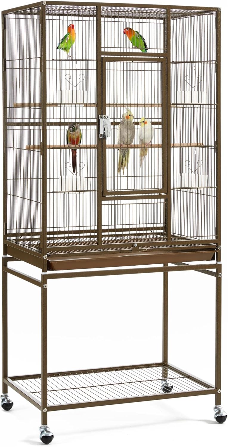 Yaheetech Wrought Iron Standing Large Parrot Parakeet Flight Bird Cage with Stand for Small Parrot