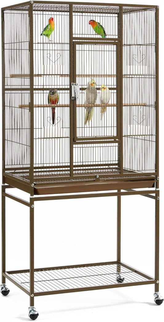 Yaheetech Wrought Iron Standing Large Parrot Parakeet Flight Bird Cage with Stand for Small Parrot