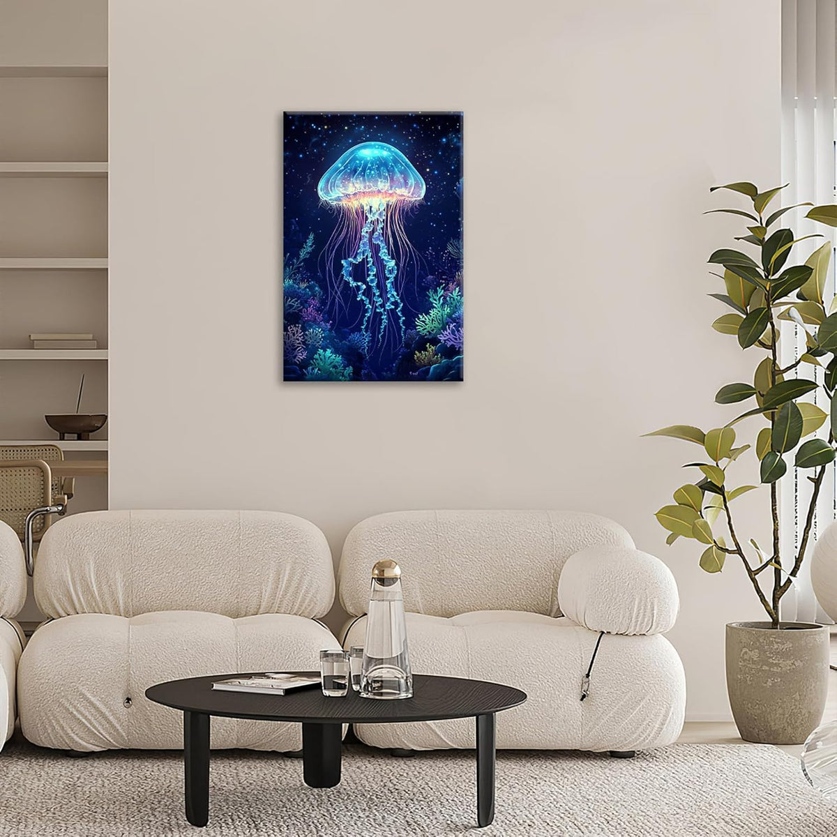 Ocean Jellyfish Wall Art Canvas Coral Fish Wall Decor Prints Framed Painting Underwater Pictures