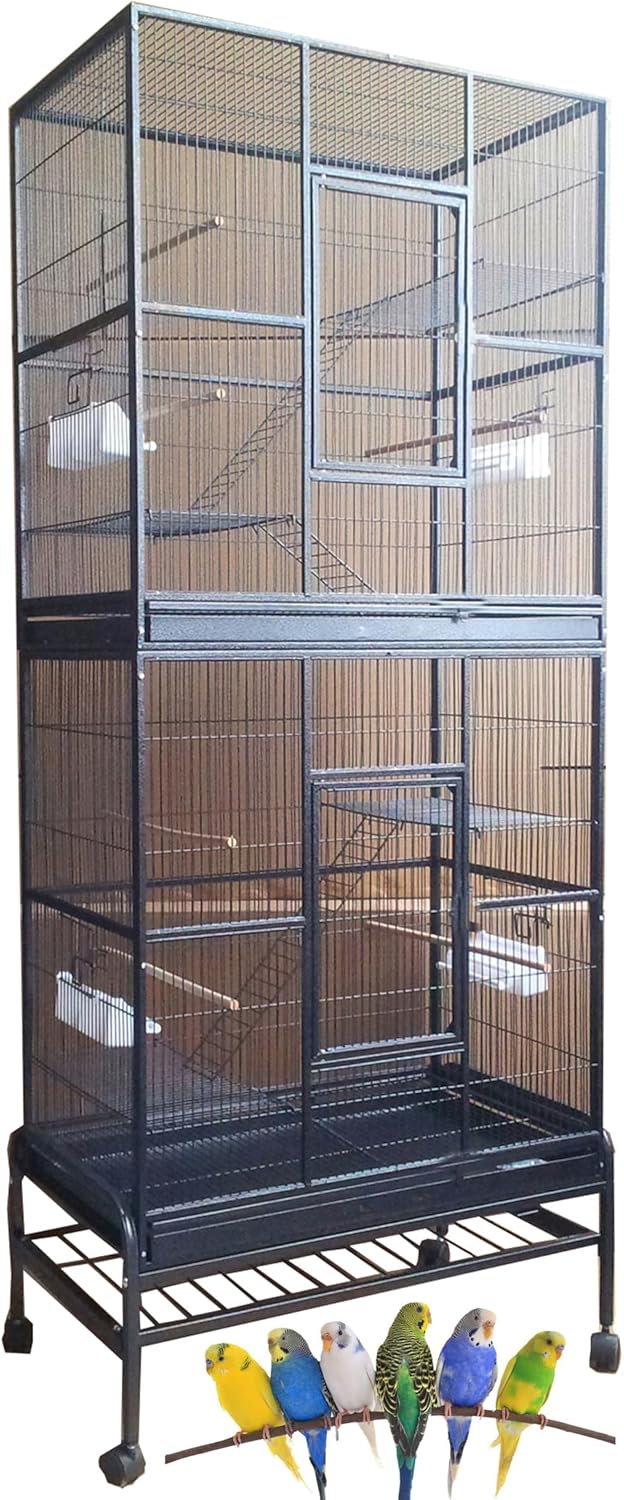 Extra Large Double Stacker Breeding Flight Bird Wrought Iron Separate Parrot Bird Cage Side Nesting