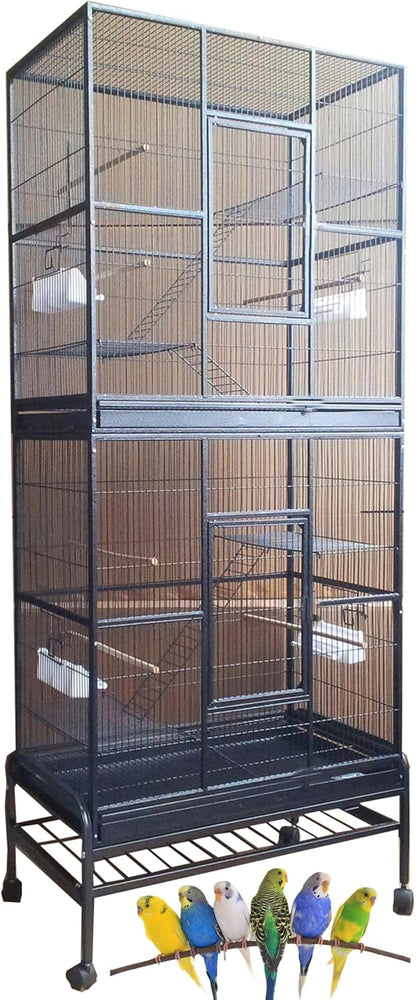 Extra Large Double Stacker Breeding Flight Bird Wrought Iron Separate Parrot Bird Cage Side Nesting
