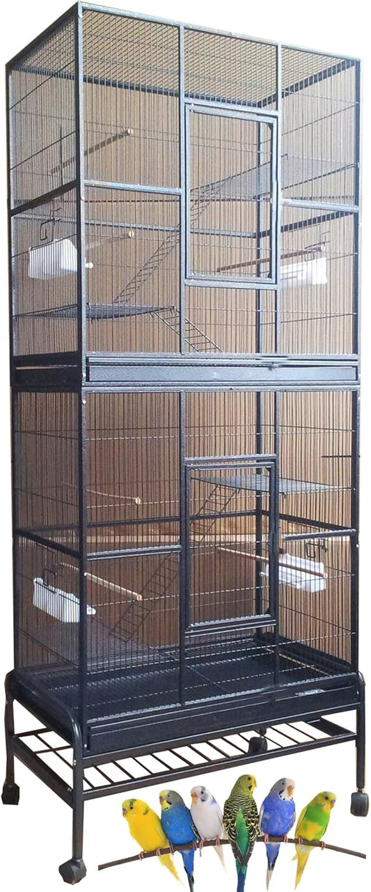 Extra Large Double Stacker Breeding Flight Bird Wrought Iron Separate Parrot Bird Cage Side Nesting