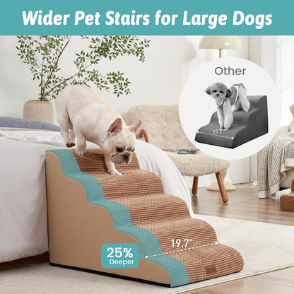 Extra Wide Dog Stairs 19.7" Width, Large Pet Step for Small Medium Dog, Puppy or Cat, Ramp for High