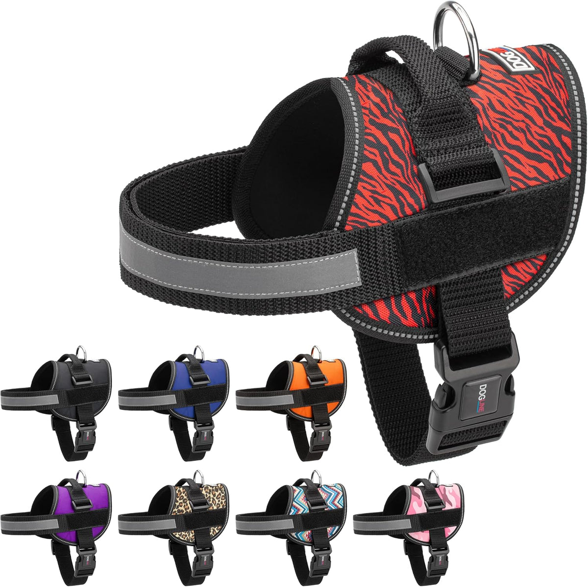 Dogline Dog Harness, Reflective No-Pull Adjustable Vest with Handle for Walking, Training