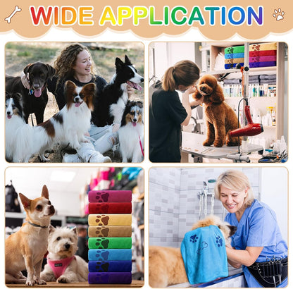 Chumia 8 Pcs Dog Towels for Drying Dogs Cats Pet Towels Bulk Puppy Microfiber Quick Drying Paw Bath