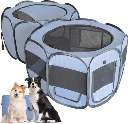 EighteenTek XLarge 2-in-1 Pop up Dog Playpen, Assembly-Free, with Leakproof Pet Pee Pads,Portable