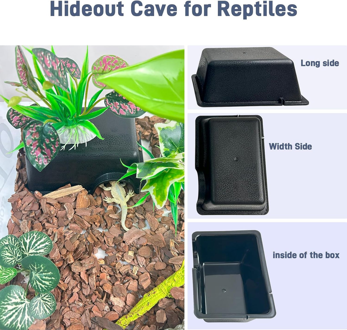 Small 2 Pcs Humid Hideout Cave for Reptiles, Snake Hide for Ball Pythons, Gecko Hide, Leopard