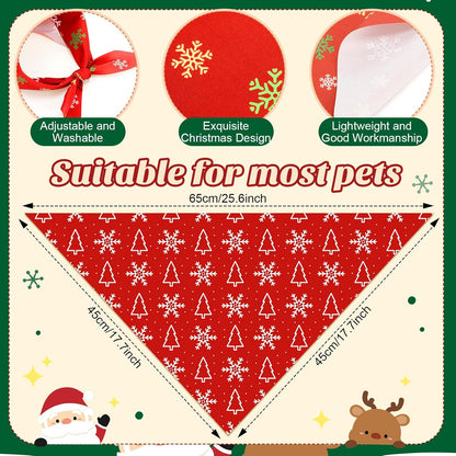 200 Pcs Christmas Dog Bandanas Bulk Xmas Bandanas for Dogs Red and Green Triangle Kerchief Bibs