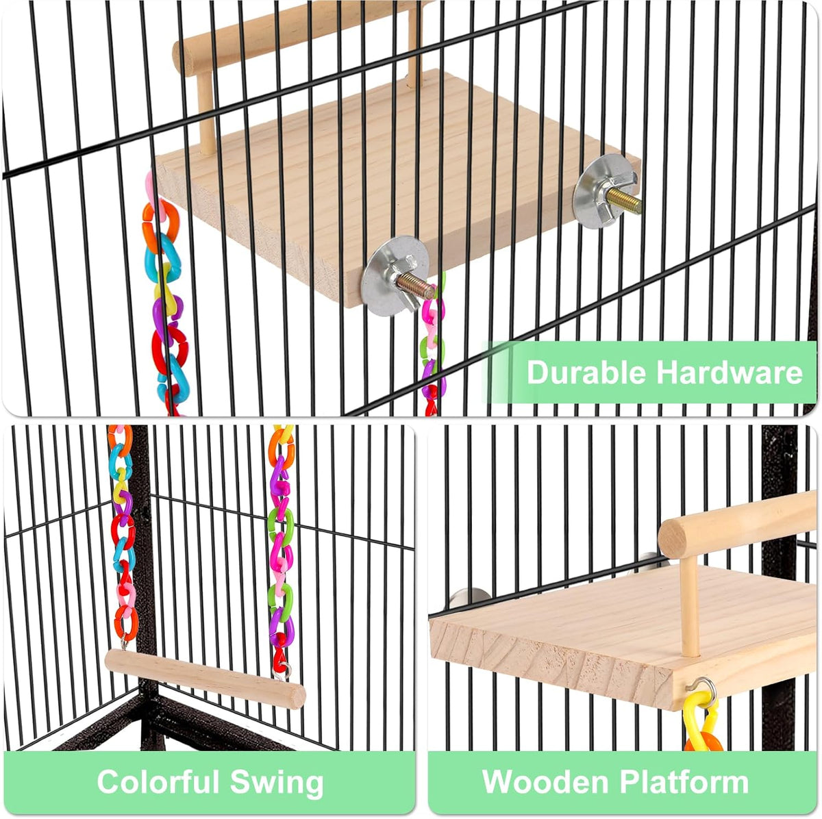 Kyouki Bird Perch Bird Cage Accessories Platform Swing - for Parrot,Parakeet,Budgies, Cockatiels