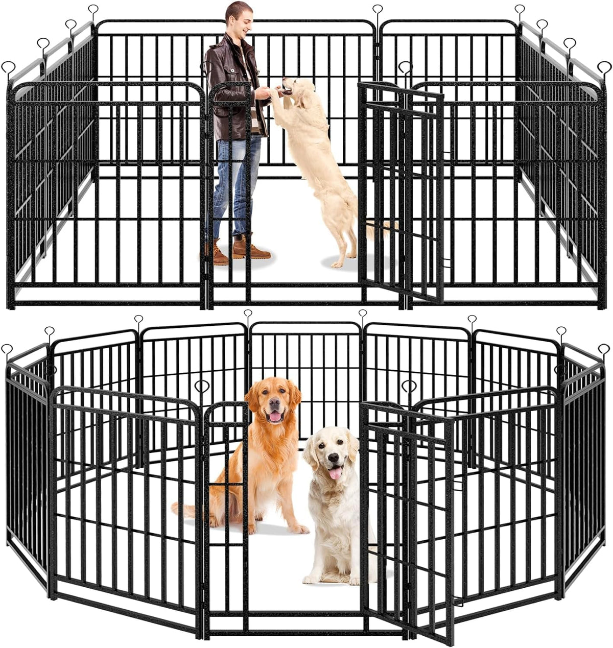Dog Playpen Outdoor 12 Panels Heavy Duty Dog Fence 40" Height with Thick Pipe Anti-Rust with Doors