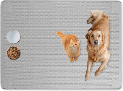 Cat Food Mat, 50" x 35" Extra Large Silicone Pet Feeding Mat with Raised Edge Pet Placemat for Food
