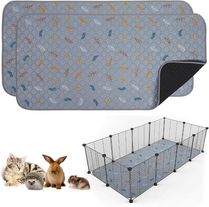 Sunheir 2 Pack Washable Guinea Pig Pee Pads, 24" x 48" Waterproof Reusable Guinea Pig Cage Liners