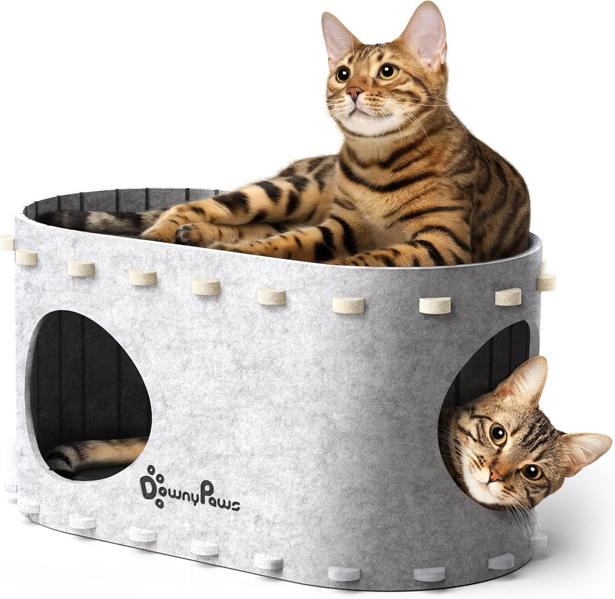 DownyPaws Cat House for Indoor Cats, Cat Bed Cave for Multiple & Large Cats Up to 22 Lbs, Scratch