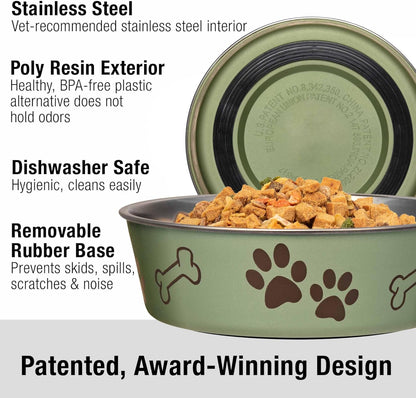 Loving Pets Bella Dog Bowls- Stainless Steel Dog & Cat Bowls - Spill Proof Dog Food Bowl, Cat Bowl