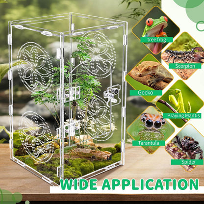 Jumping Spider Enclosure, 12x6x6 Inch Acrylic Tarantula Enclosure, Jumping Spider Accessories with