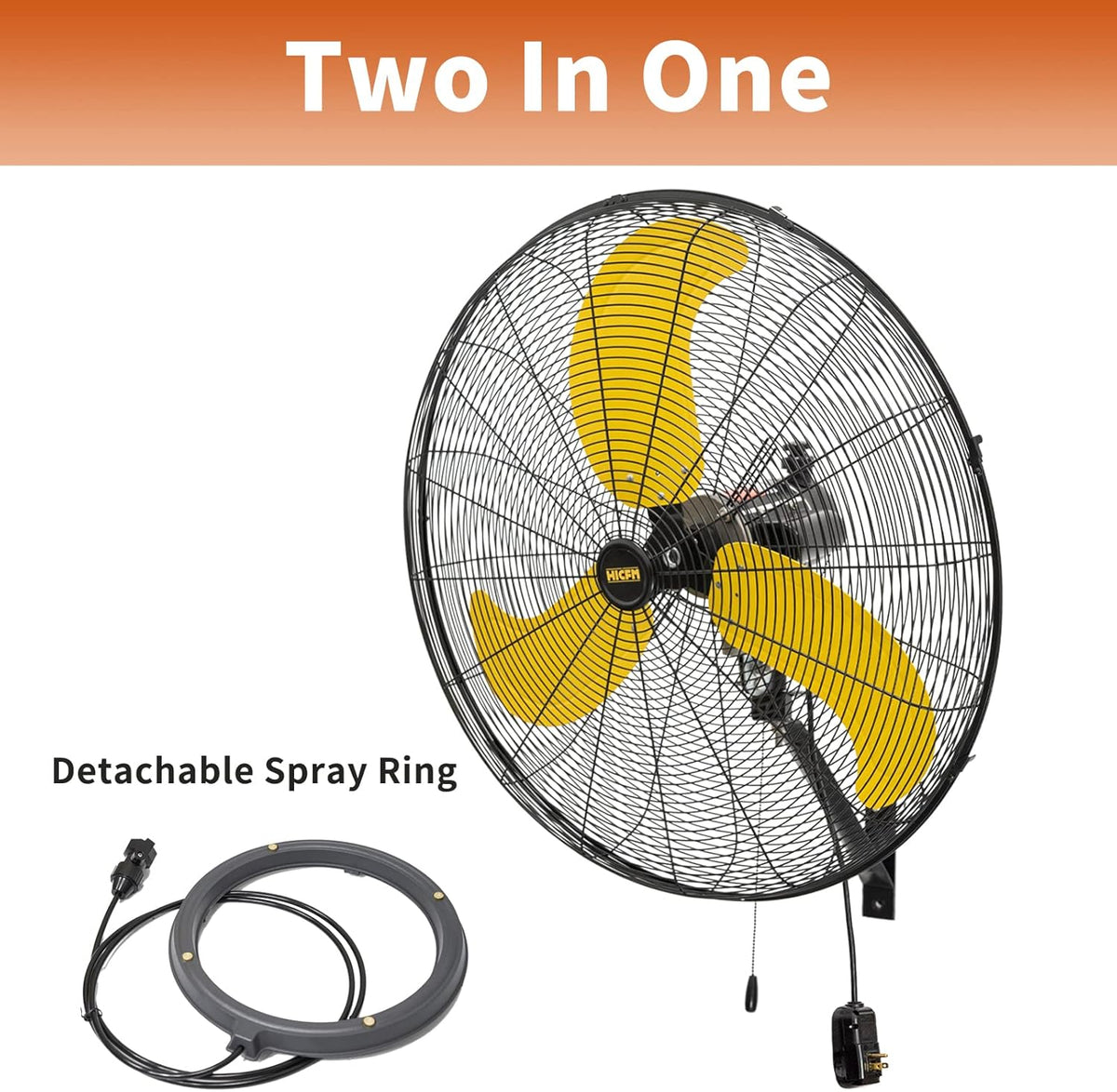 HiCFM 30 inch Misting Outdoor Oscillation Weatherproof Wall Mounted Fan with IP44 Enclosure Motor