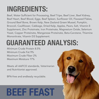 K9 Natural Wet Dog Food Pate, Beef Feast, 6 Oz Cans (Pack of 12), Grain Free, Made in New Zealand