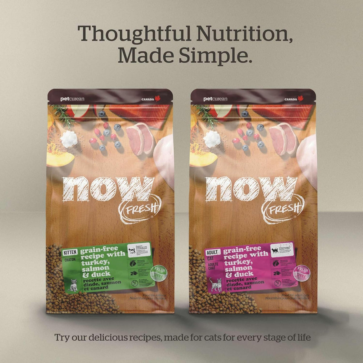 Now Fresh Grain-Free Senior Dry Cat Food with Turkey, Salmon & Duck, Premium Kibble Made with Real