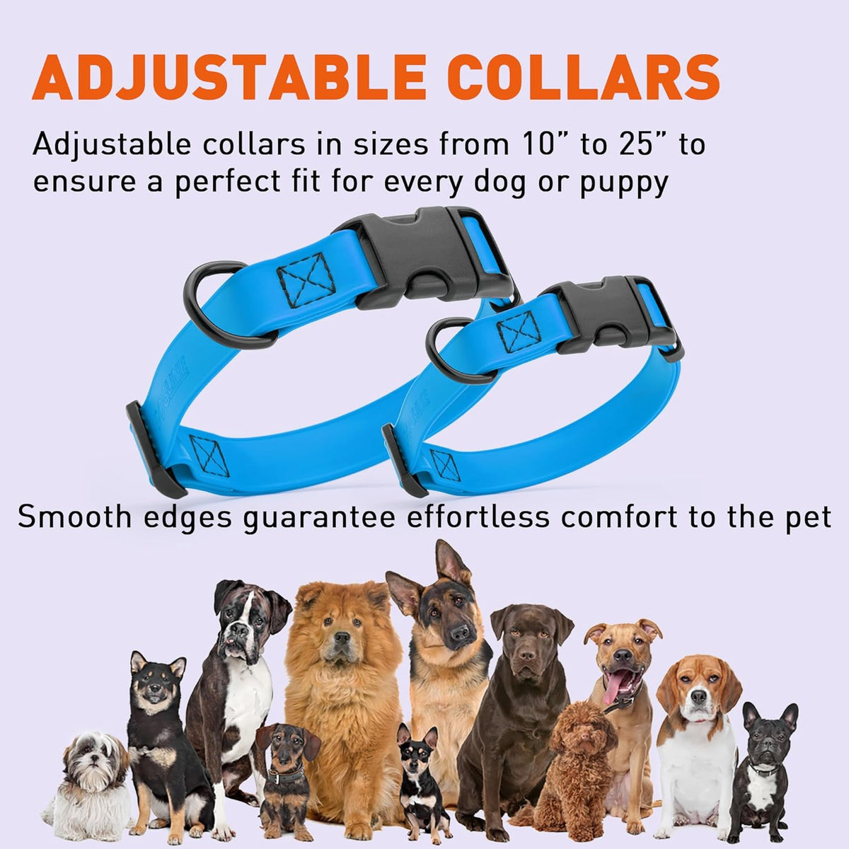 Dogline Biothane Waterproof Dog Collar with Quick Release Buckle Strong Coated Nylon Webbing with