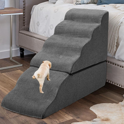 Dog Step Stairs for High Beds 30-36 inches Tall, 6-Step Doggy Steps for Puppies, 33D Foam Pet