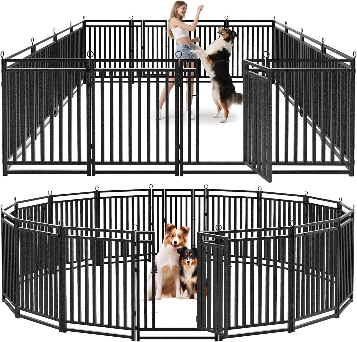 Dog Fence Outdoor Indoor, 40" Inch Height 16 Panels Dog Playpen for Large/Medium/Small Dogs Metal