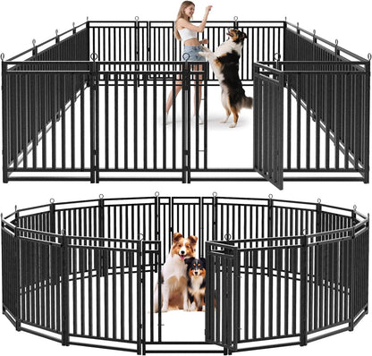 Dog Fence Outdoor Indoor, 40" Inch Height 16 Panels Dog Playpen for Large/Medium/Small Dogs Metal