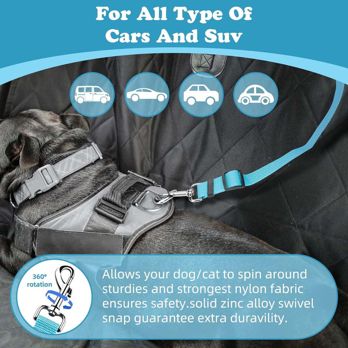 BWOGUE Pet Dog Cat Seat Belts, Car Headrest Restraint Adjustable Safety Leads Vehicle Seatbelt