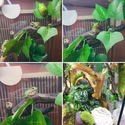 Fhiny 2 PCS Reptile Corner Branch, Resin Climb Tree Branch Decor with Leaves Tank Accessories