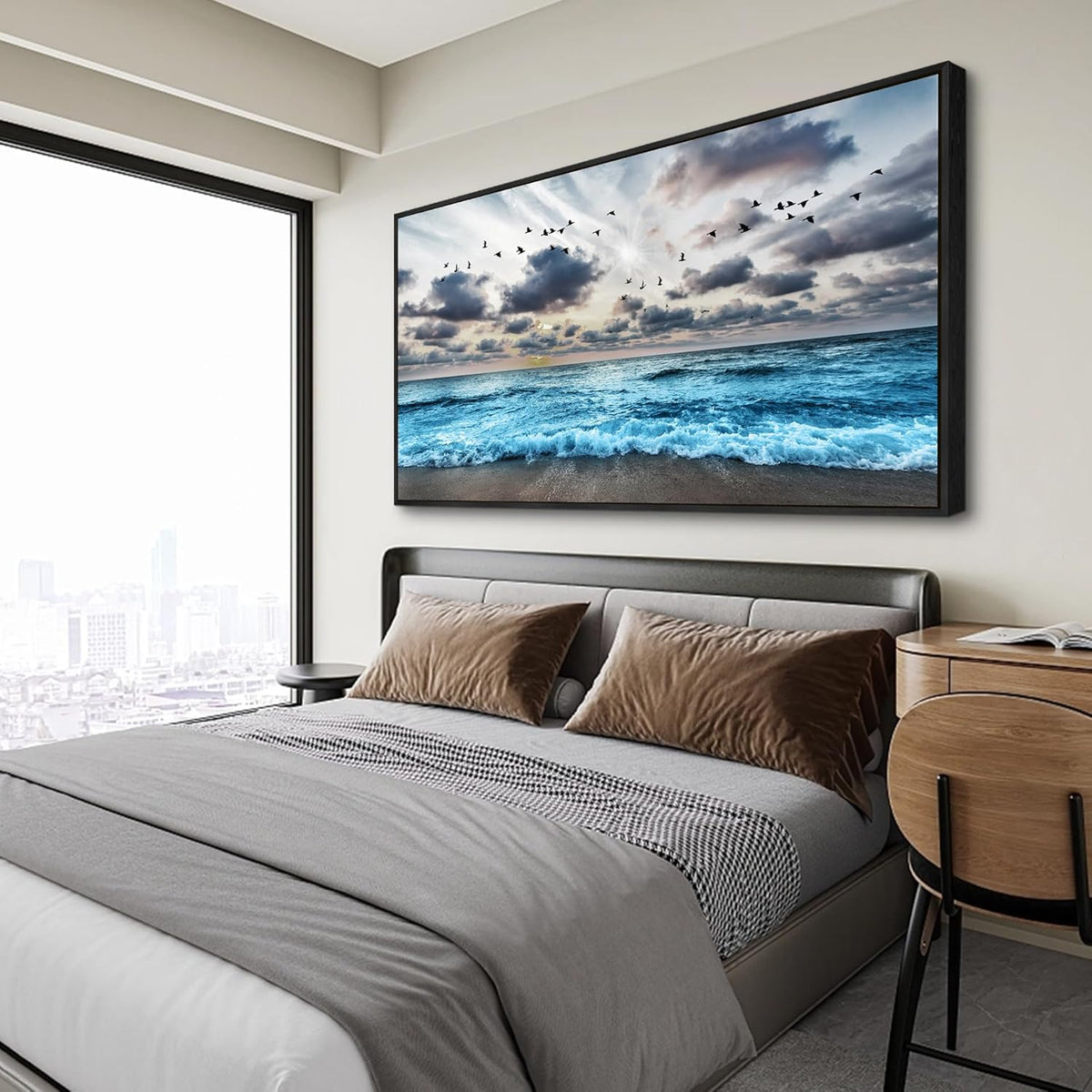 Wapluam Black Framed Canvas Wall Art For Living Room Large Wall Decoration For Bedroom Office Wall
