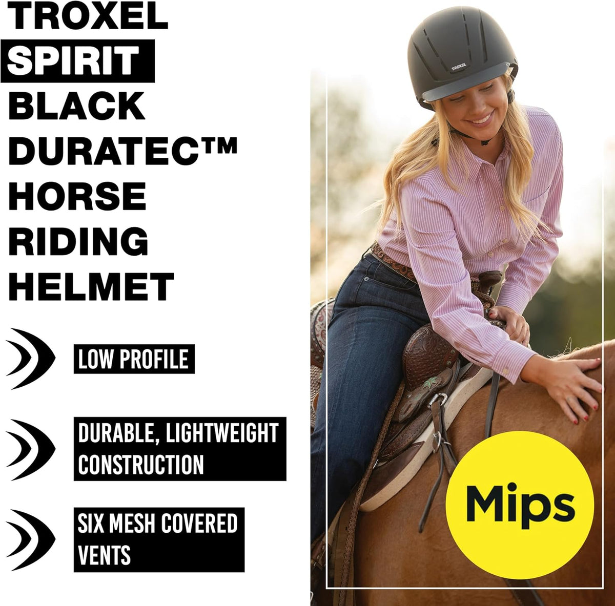 Troxel Spirit MIPS Technology Full Coverage Horse Riding Helmet, Horseback Riding Gear for