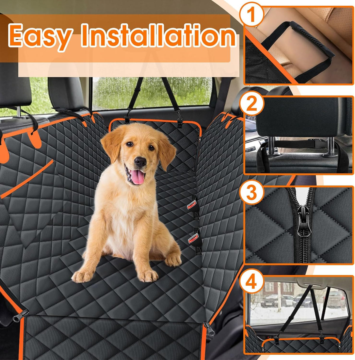 Dog Car Seat Cover, Durable Waterproof Scratch Proof Nonslip Dog Hammock, Back Seat Covers with