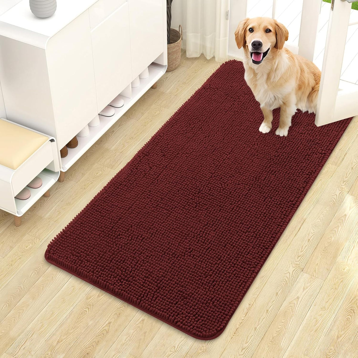 OLANLY Dog Door Mat for Muddy Paws 44x24, Absorbs Moisture and Dirt, Absorbent Non-Slip Washable