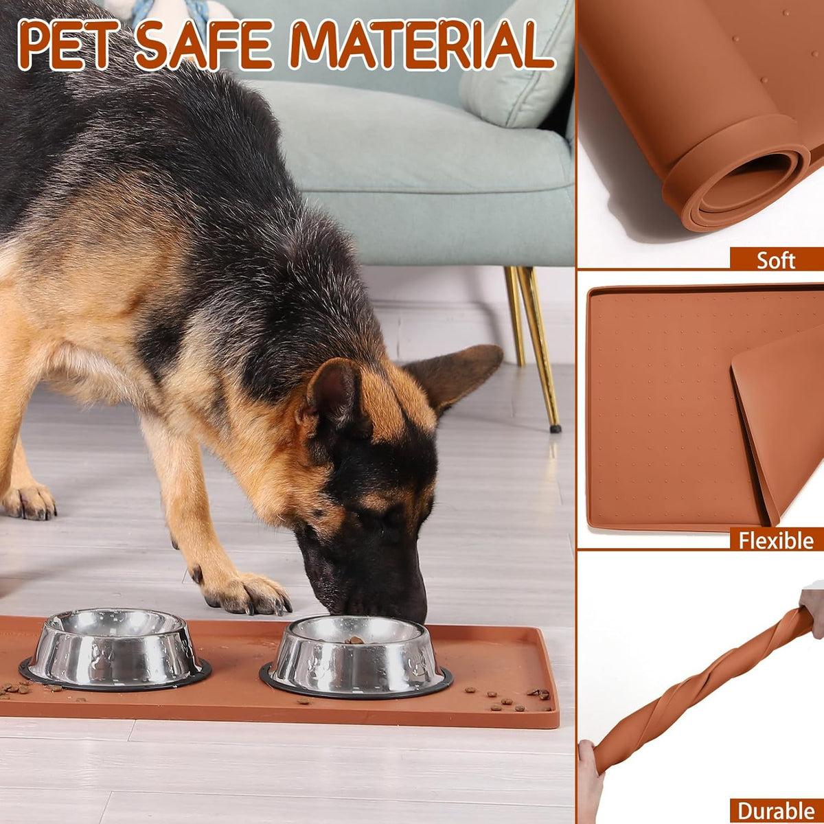 MateeyLife Silicone Cat & Dog Food Mat for Floors Waterproof, Anti-Slip Dog Bowl Mats for Food and