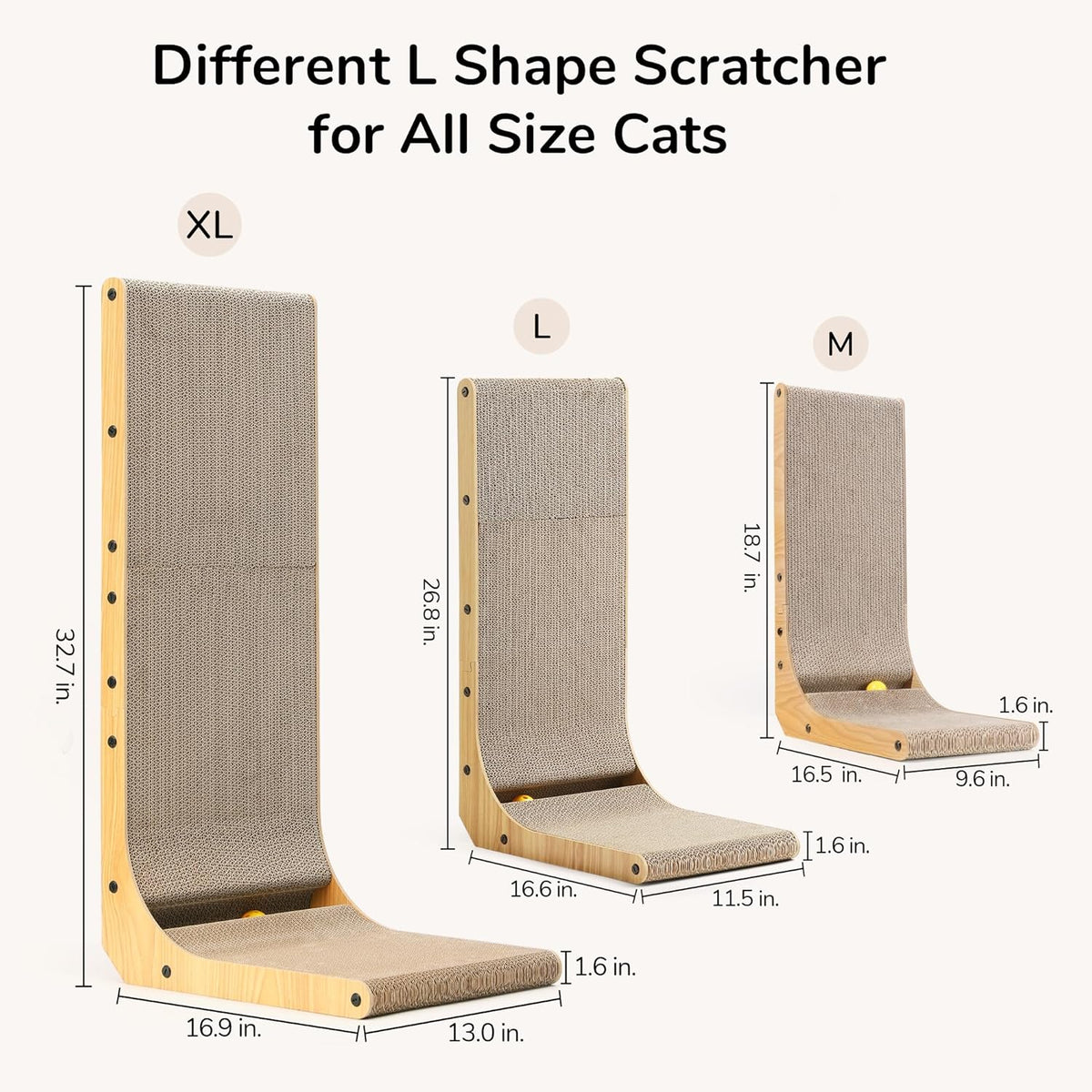 FUKUMARU Cat Scratcher, 32.7 Inch L Shape Cat Scratch Pad Wall Mounted, Cat Scratching Cardboard