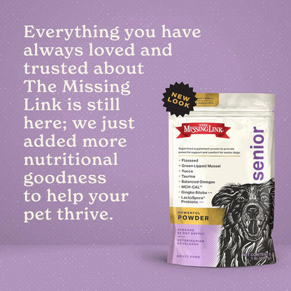 The Missing Link Senior Dog Supplement 1lb Bag - Powerful Powder Supports Bones, Joints, Skin