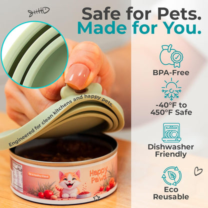 3 Pack Universal Pet Food Can Covers Lids - One fit 3 Standard Size Cans for Cats and Dogs Food