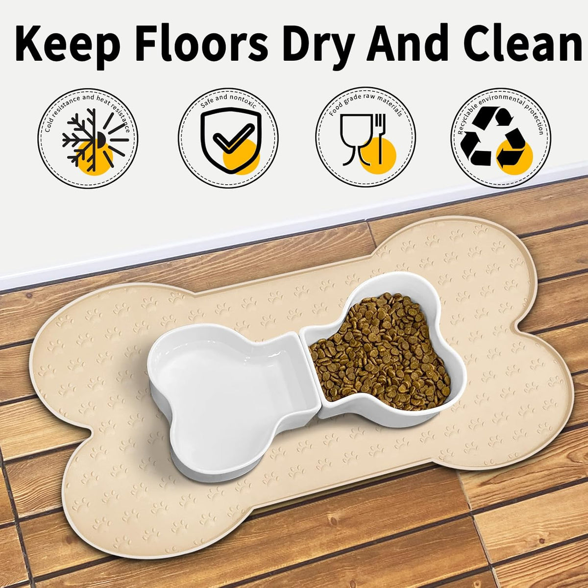 Dog Food Mat Anti-Slip Silicone Dog Bowl Mat Thicker Pet Placemat Waterproof Cat Feeder Pad with