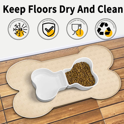 Dog Food Mat Anti-Slip Silicone Dog Bowl Mat Thicker Pet Placemat Waterproof Cat Feeder Pad with