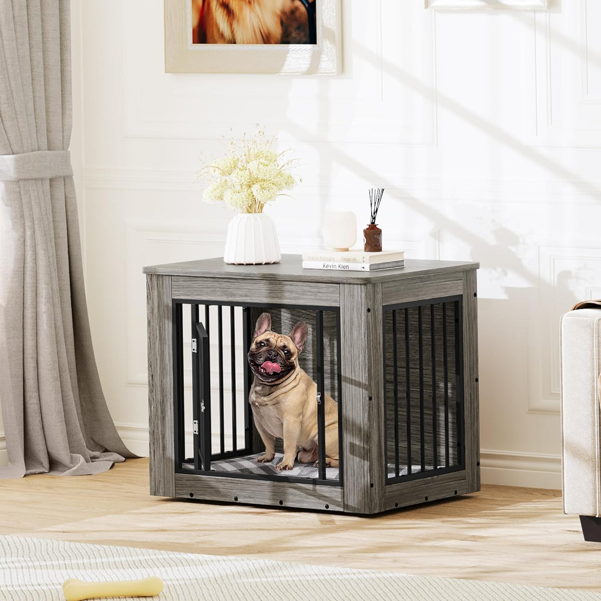 YITAHOME Dog Crate Furniture for Medium Dogs, Side End Table, Modern Dogs Kennel Indoor up to 35