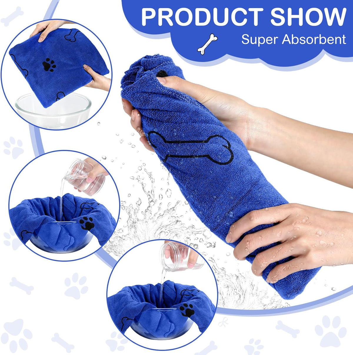 Chumia 8 Pcs Dog Towels for Drying Dogs Cats Pet Towels Bulk Puppy Microfiber Quick Drying Paw Bath