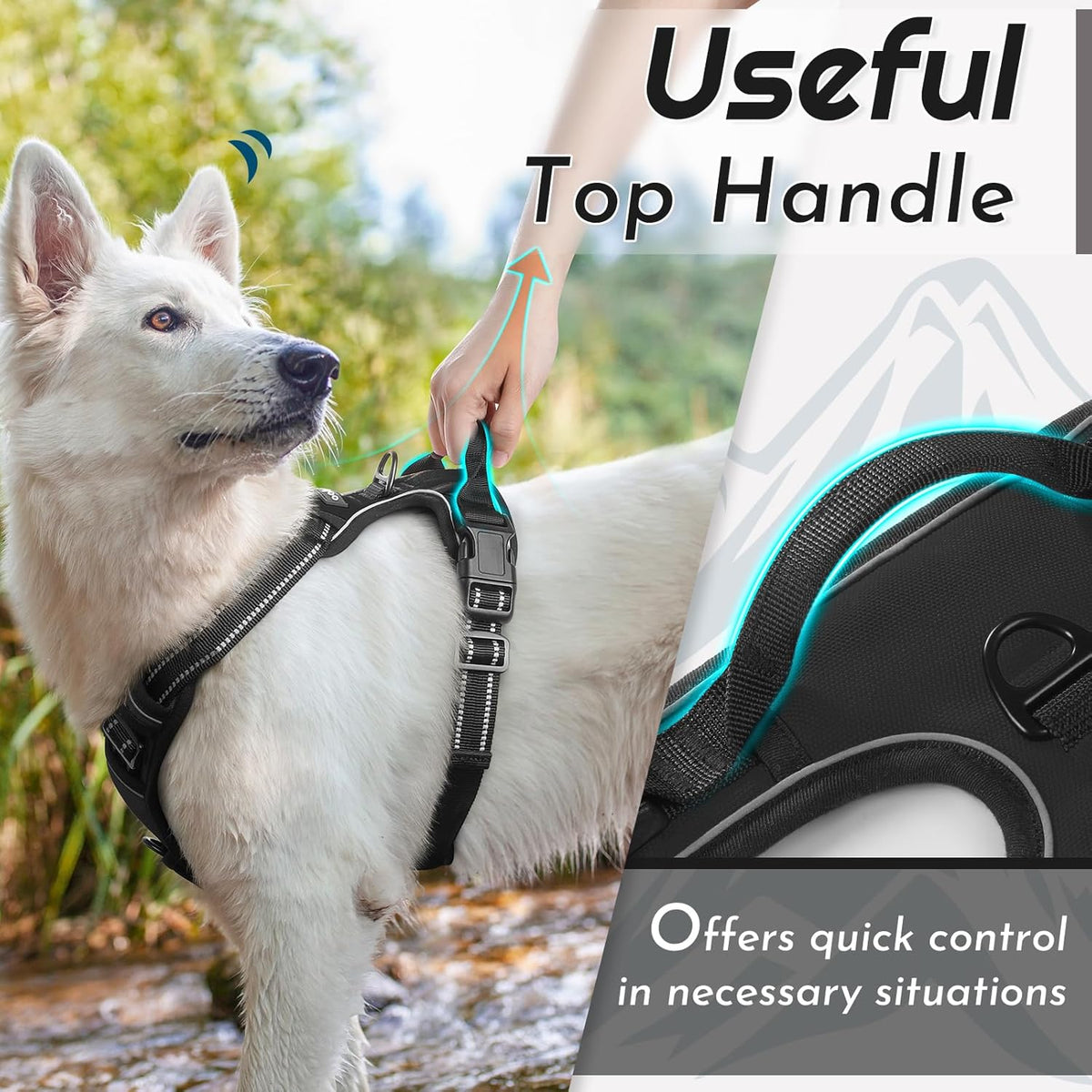 Eagloo Dog Harness for Large Dogs, No Pull Service Vest with Reflective Strips and Control Handle