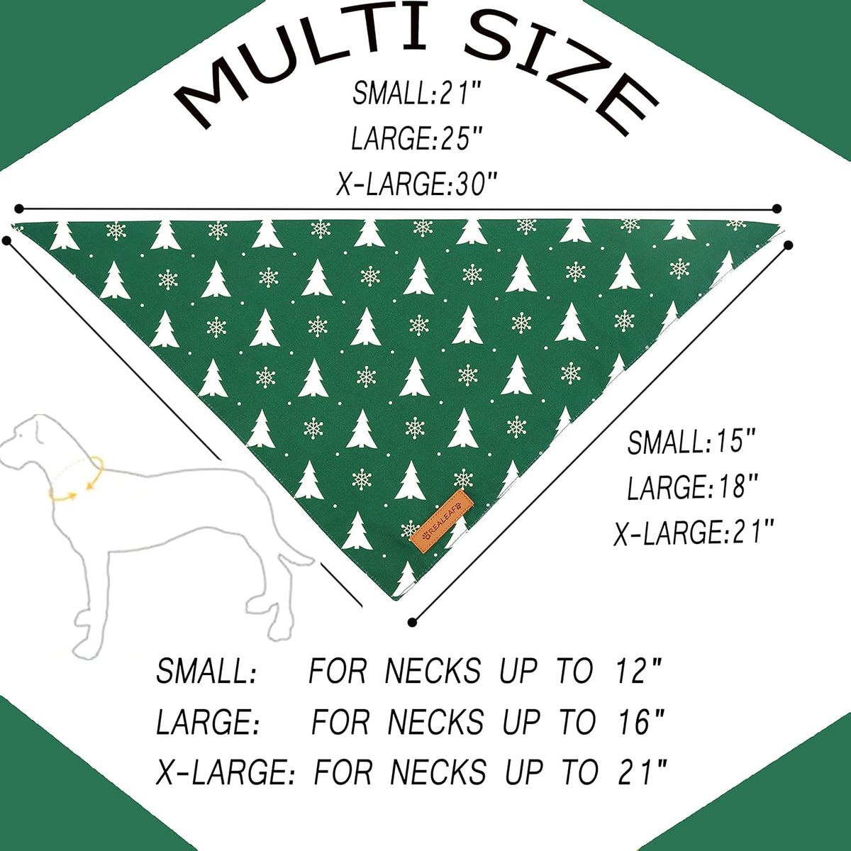 Realeaf Christmas Dog Bandanas 2 Pack, Christmas Tree and Santa Claus Dog Scarf for Boy and Girl