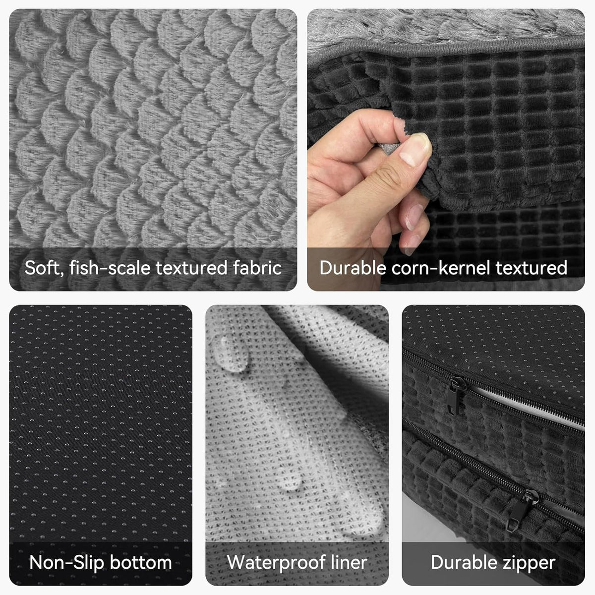 JOEJOY Orthopedic Dog Beds Large Sized Dog, Egg-Crate Memory Foam Pet Couch Bed with Bolster Sides