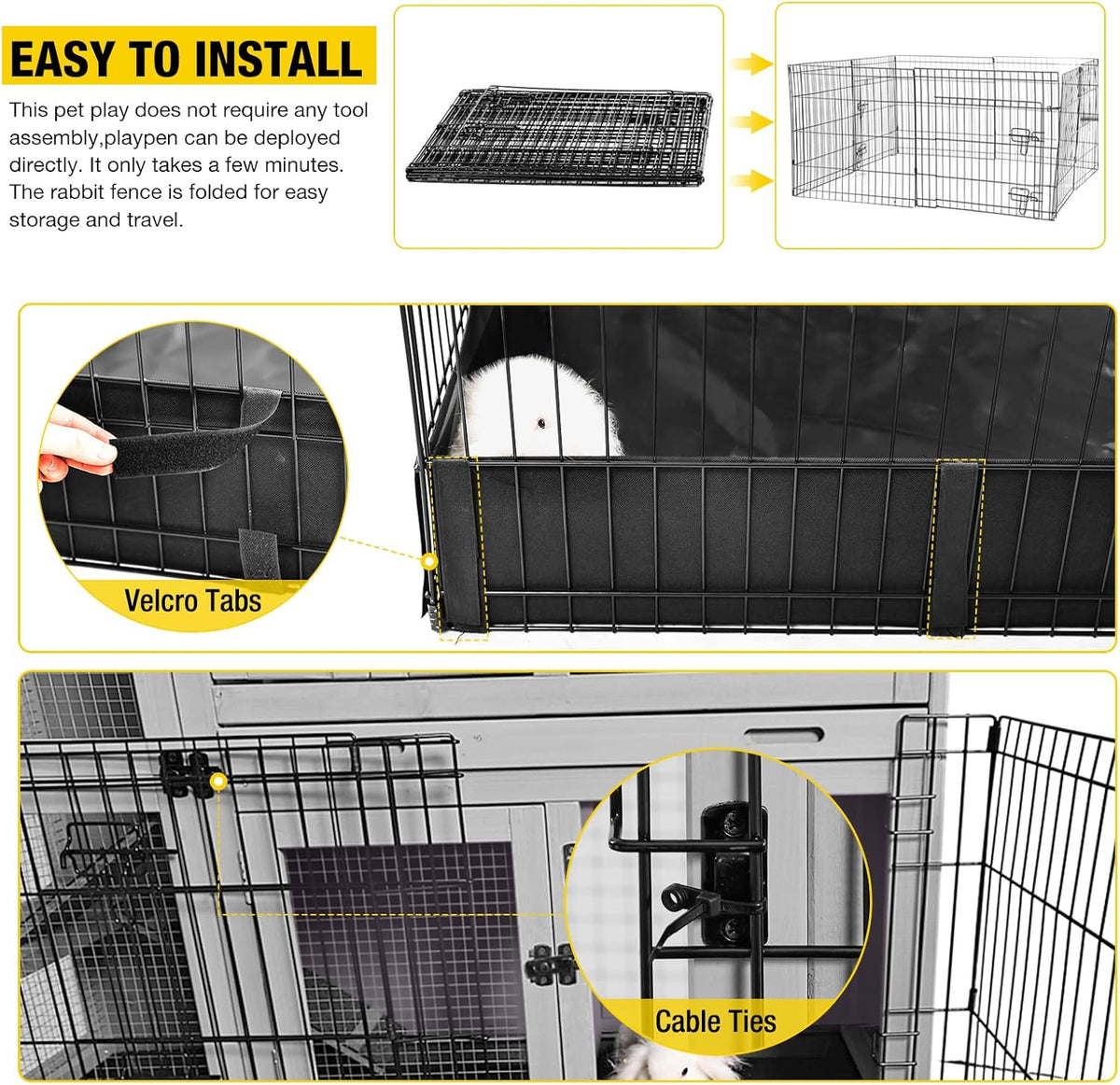 Aivituvin Rabbit Pen Indoor Bunny Pet Playpen Large Guinea Pig Outdoor Exercise Run Pet