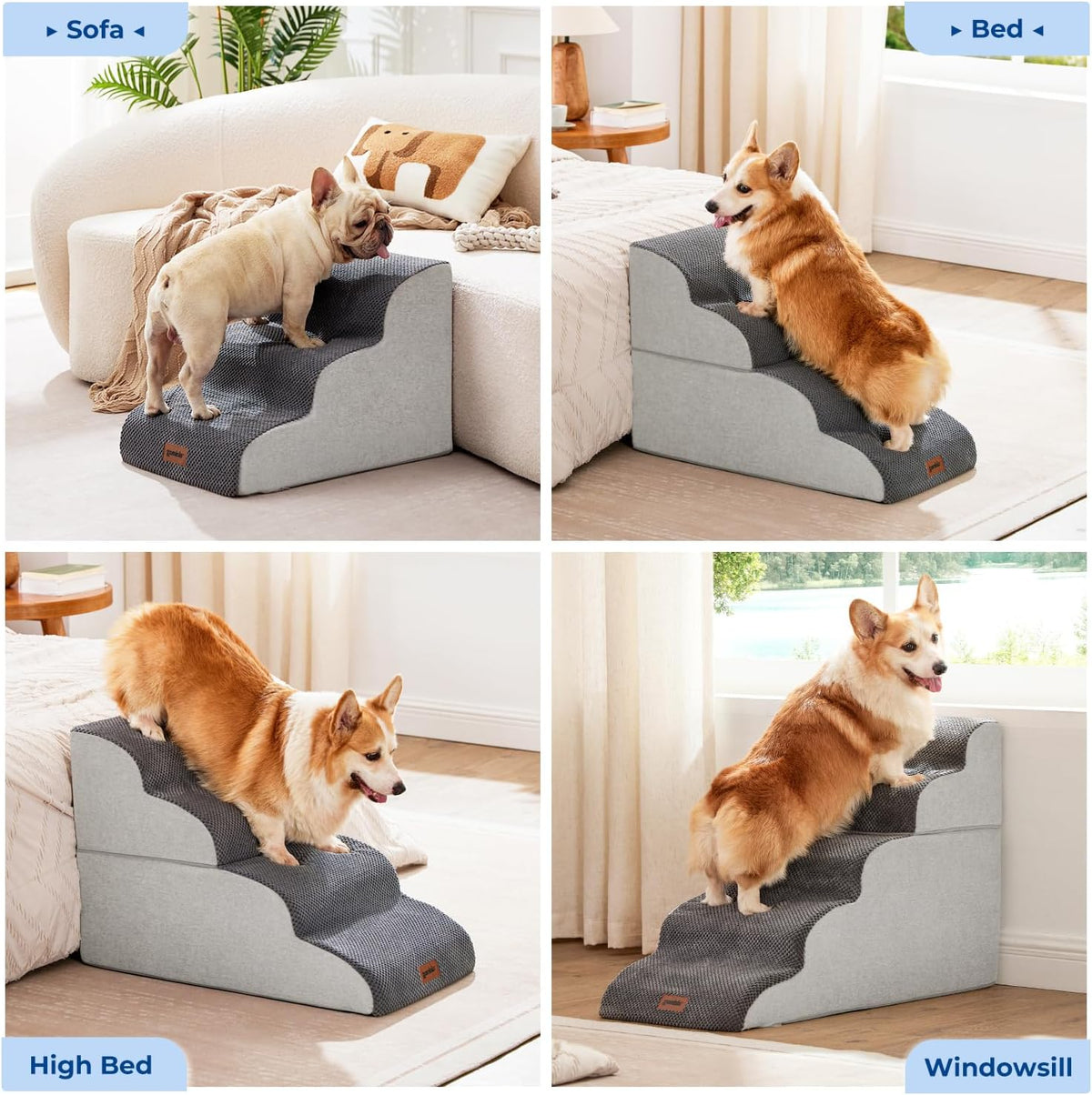 Dog Stairs Ramp for Bed 19.7" H - Pet Stairs Steps for Small to Medium Dogs to Get on Bed and